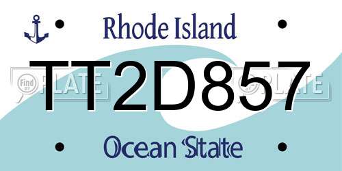 TT2D857 Rhode Island License Plate