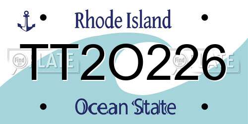 TT2O226 Rhode Island License Plate