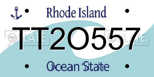 TT2O557 Rhode Island License Plate