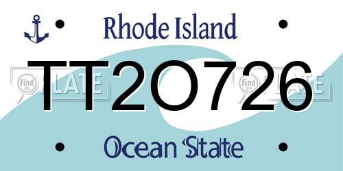 TT2O726 Rhode Island License Plate