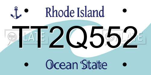 TT2Q552 Rhode Island License Plate