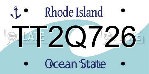 TT2Q726 Rhode Island License Plate
