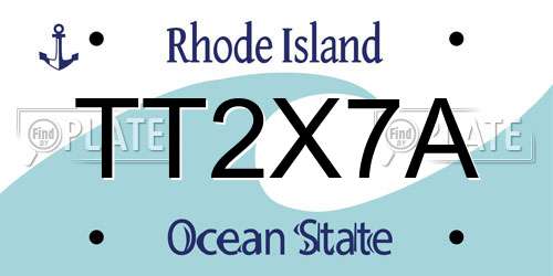 TT2X7A Rhode Island License Plate