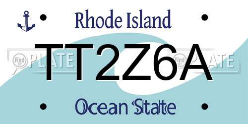 TT2Z6A Rhode Island License Plate