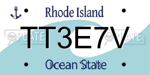 TT3E7V Rhode Island License Plate