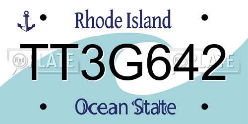 TT3G642 Rhode Island License Plate