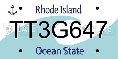 TT3G647 Rhode Island License Plate