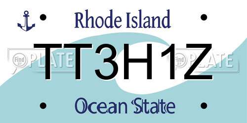 TT3H1Z Rhode Island License Plate