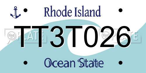 TT3T026 Rhode Island License Plate
