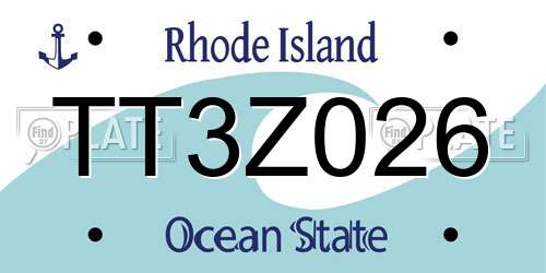 TT3Z026 Rhode Island License Plate