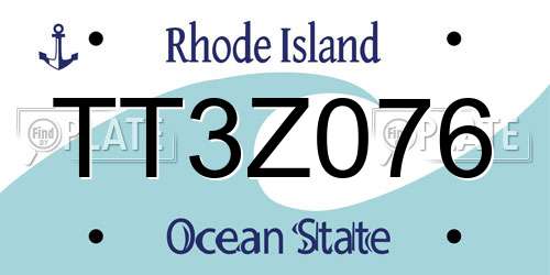 TT3Z076 Rhode Island License Plate