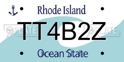 TT4B2Z Rhode Island License Plate