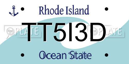 TT5I3D Rhode Island License Plate