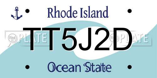 TT5J2D Rhode Island License Plate