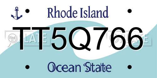TT5Q766 Rhode Island License Plate