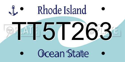 TT5T263 Rhode Island License Plate