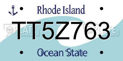 TT5Z763 Rhode Island License Plate