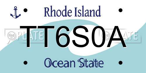 TT6S0A Rhode Island License Plate