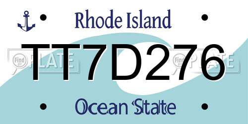 TT7D276 Rhode Island License Plate