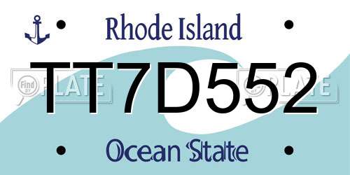 TT7D552 Rhode Island License Plate