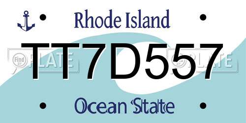 TT7D557 Rhode Island License Plate