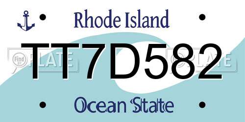 TT7D582 Rhode Island License Plate