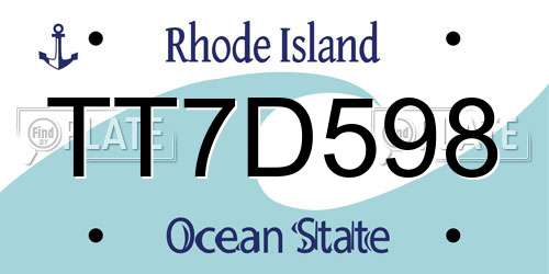 TT7D598 Rhode Island License Plate