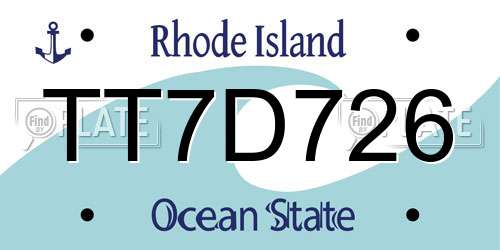 TT7D726 Rhode Island License Plate