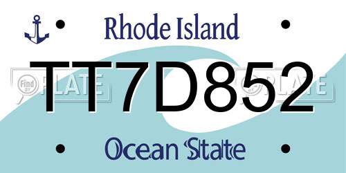 TT7D852 Rhode Island License Plate