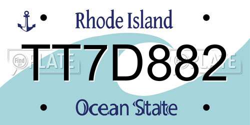 TT7D882 Rhode Island License Plate