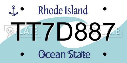 TT7D887 Rhode Island License Plate