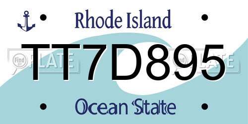 TT7D895 Rhode Island License Plate