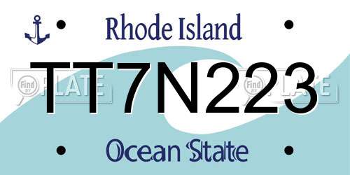 TT7N223 Rhode Island License Plate