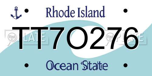 TT7O276 Rhode Island License Plate