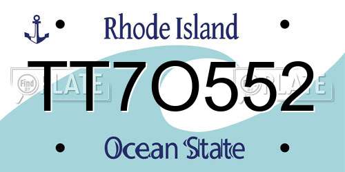 TT7O552 Rhode Island License Plate