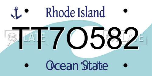 TT7O582 Rhode Island License Plate