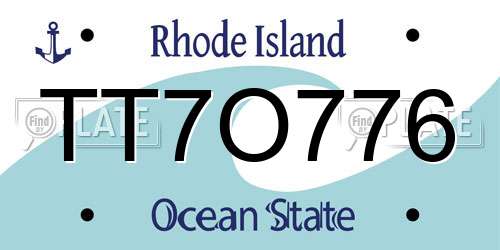 TT7O776 Rhode Island License Plate