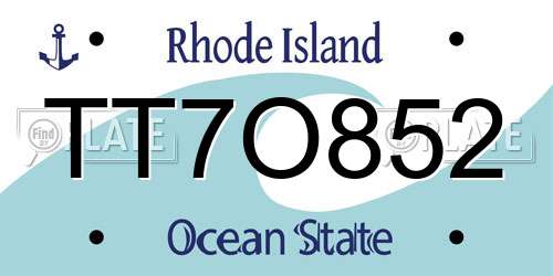TT7O852 Rhode Island License Plate