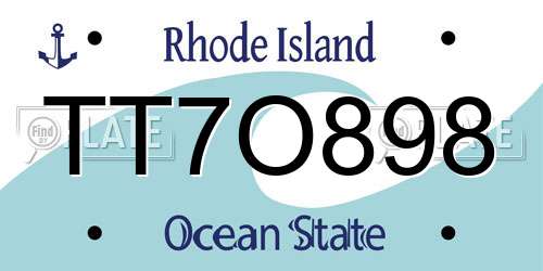 TT7O898 Rhode Island License Plate