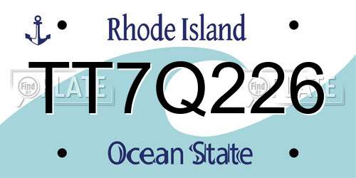 TT7Q226 Rhode Island License Plate