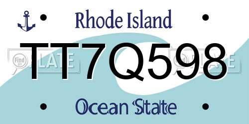 TT7Q598 Rhode Island License Plate