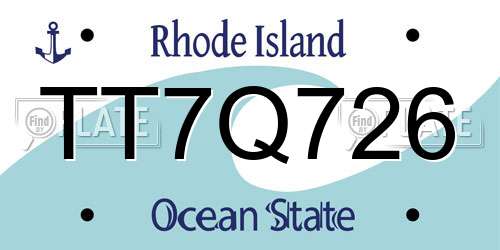 TT7Q726 Rhode Island License Plate