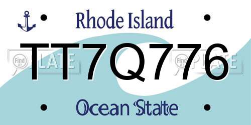TT7Q776 Rhode Island License Plate