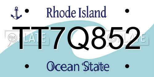TT7Q852 Rhode Island License Plate