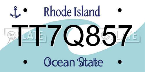 TT7Q857 Rhode Island License Plate