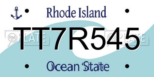 TT7R545 Rhode Island License Plate