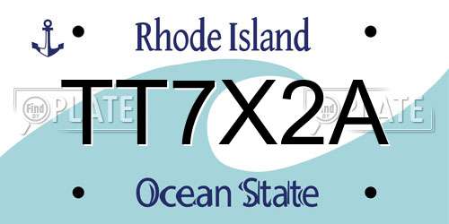TT7X2A Rhode Island License Plate