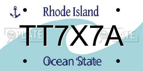 TT7X7A Rhode Island License Plate