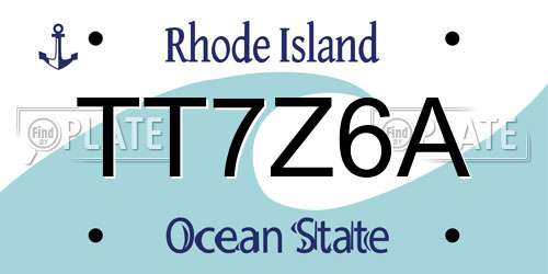 TT7Z6A Rhode Island License Plate