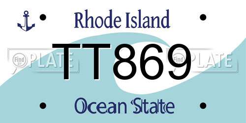 TT869 Rhode Island License Plate